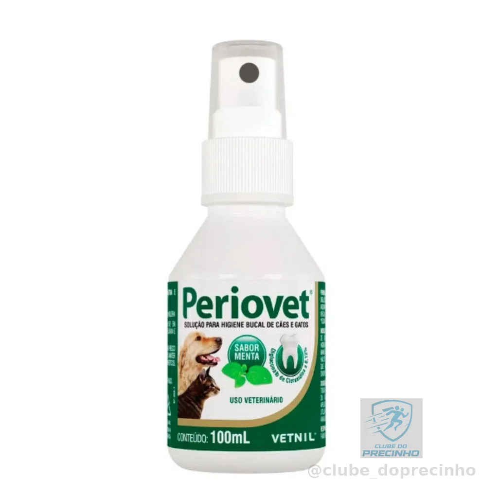 Periovet Spray 100 Ml - Vetnil- contra mau hálito cachorros e gatos