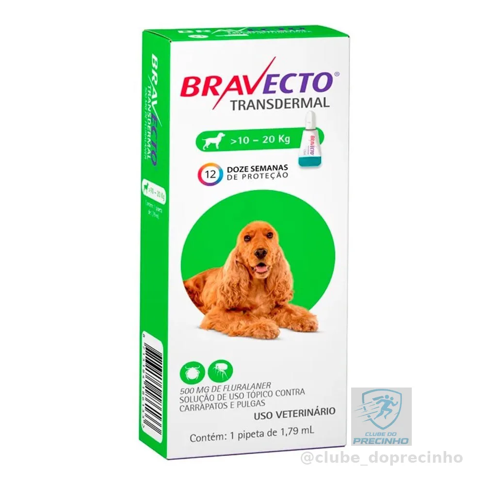 Antipulgas e Carrapatos MSD Bravecto Transdermal Cães 10 a 20kg  500mg