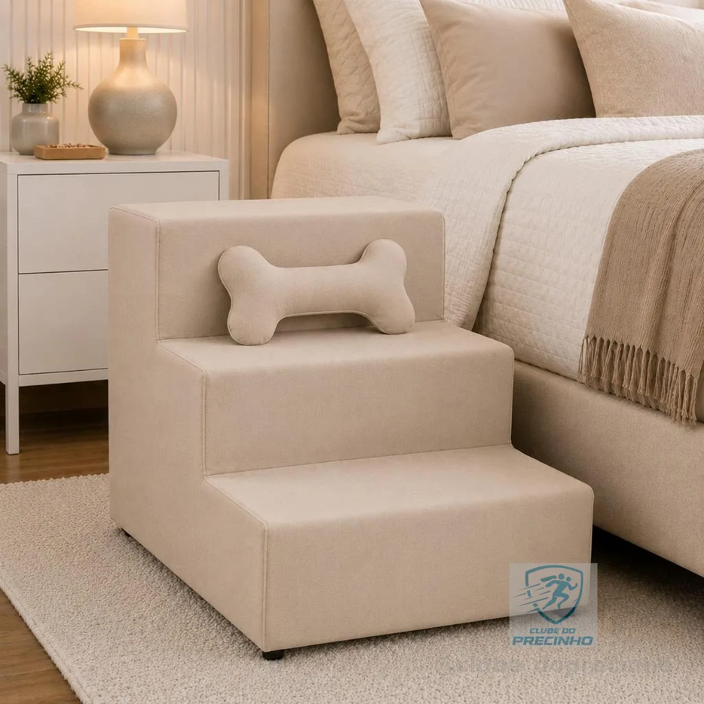 ENVIO IMEDIATO - 🐈 Escada🐕 , escadinha Pet para se caozinho estofada 3 Degraus + BRINDE  - CONFORTO E SEGURANÇA PARA SEU