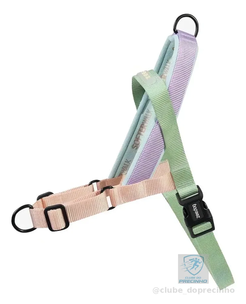 Peitoral Antipuxão Zee.Dog Softer Walk Cachorro Tamanho G Rosa Verde Salmão