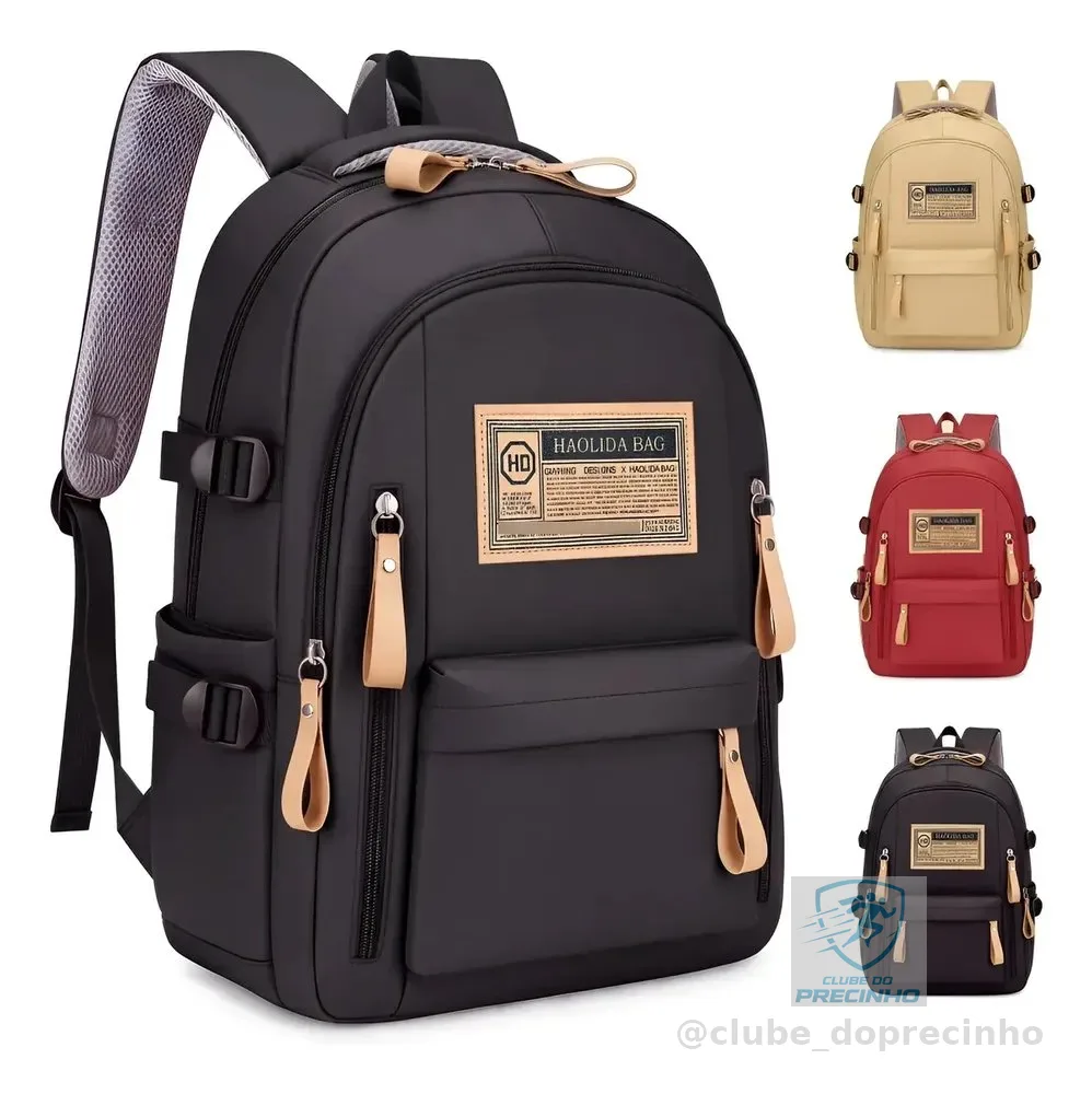 Mochila Trab Academia Faculdade Versátil Feminina Masculina Preto