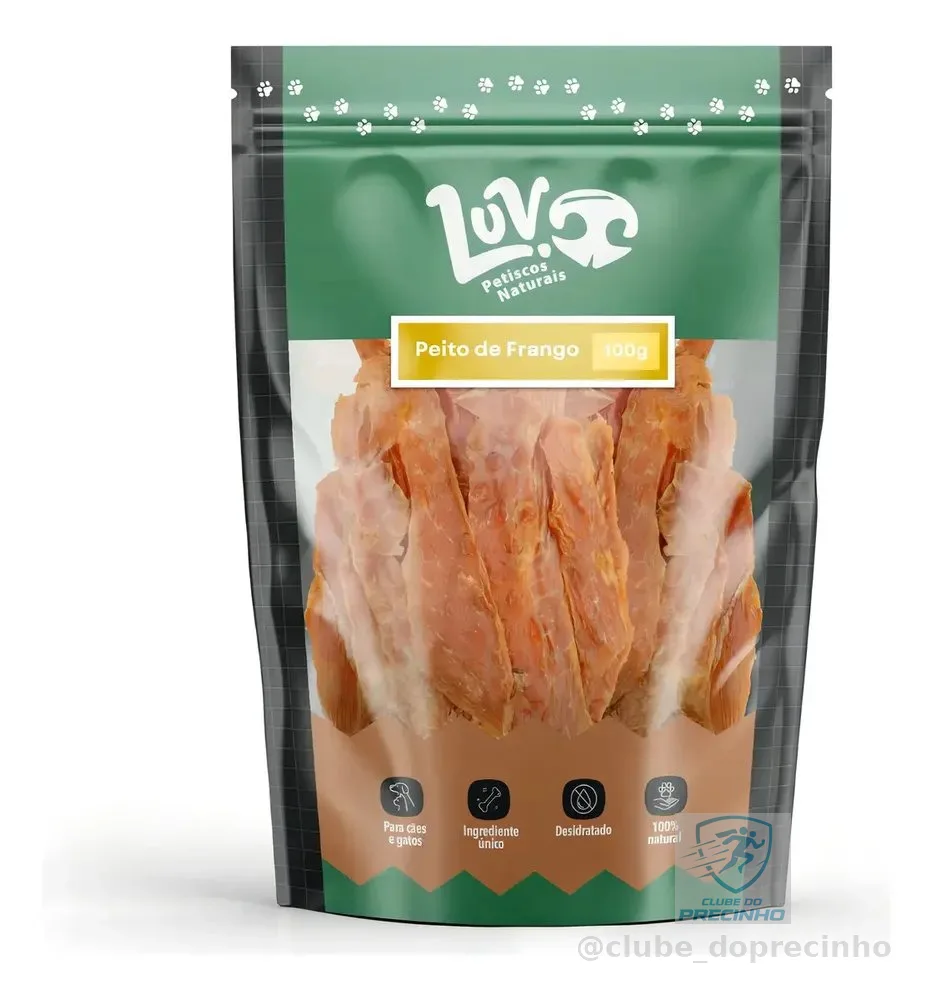 Petisco Natural Para Cães Gatos Pet Luv Peito De Frango 100g