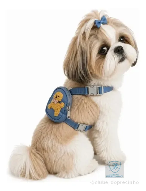 Coleira Guia Com Mochilinha Cachorro Pet Animais Estimação