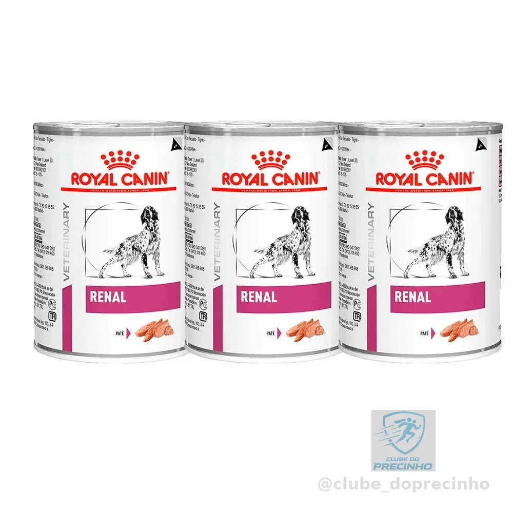 Kit 3 un. Ração Úmida Royal Canin Veterinary Renal Cães Adultos 410g