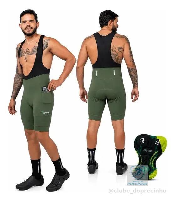 Bretelle Ciclismo Masculino Com Forro Gel Amortecedor Bolsos