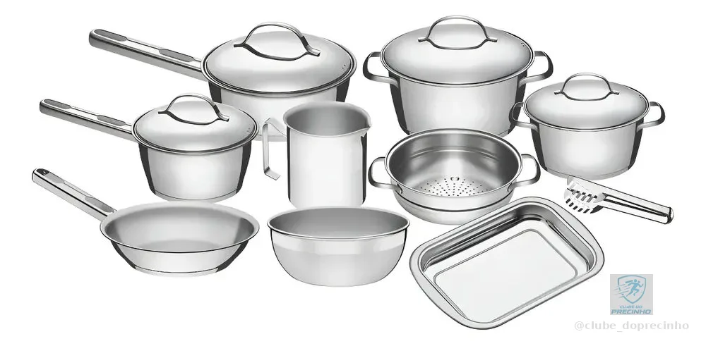 Jogo De Panelas Tramontina Inox Allegra 10p Com Pegador