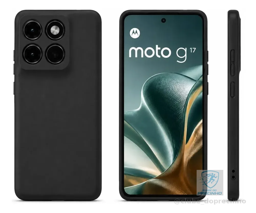 Capinha Capa Aveludada + Película Para Moto G17 Preto G17