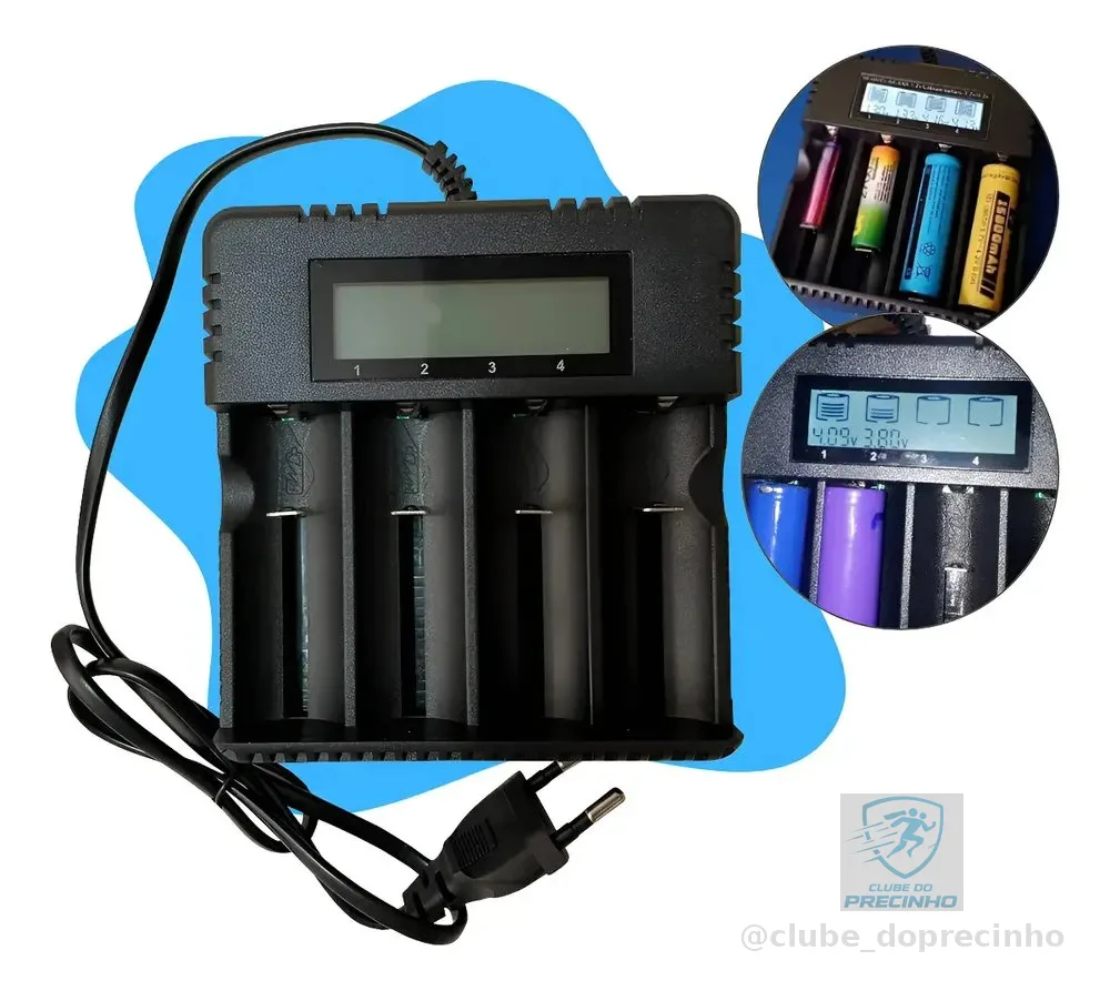Carregador Baterias YBF LCD Bivolt AA AAA 18650 26650 Tecnologia Inteligente