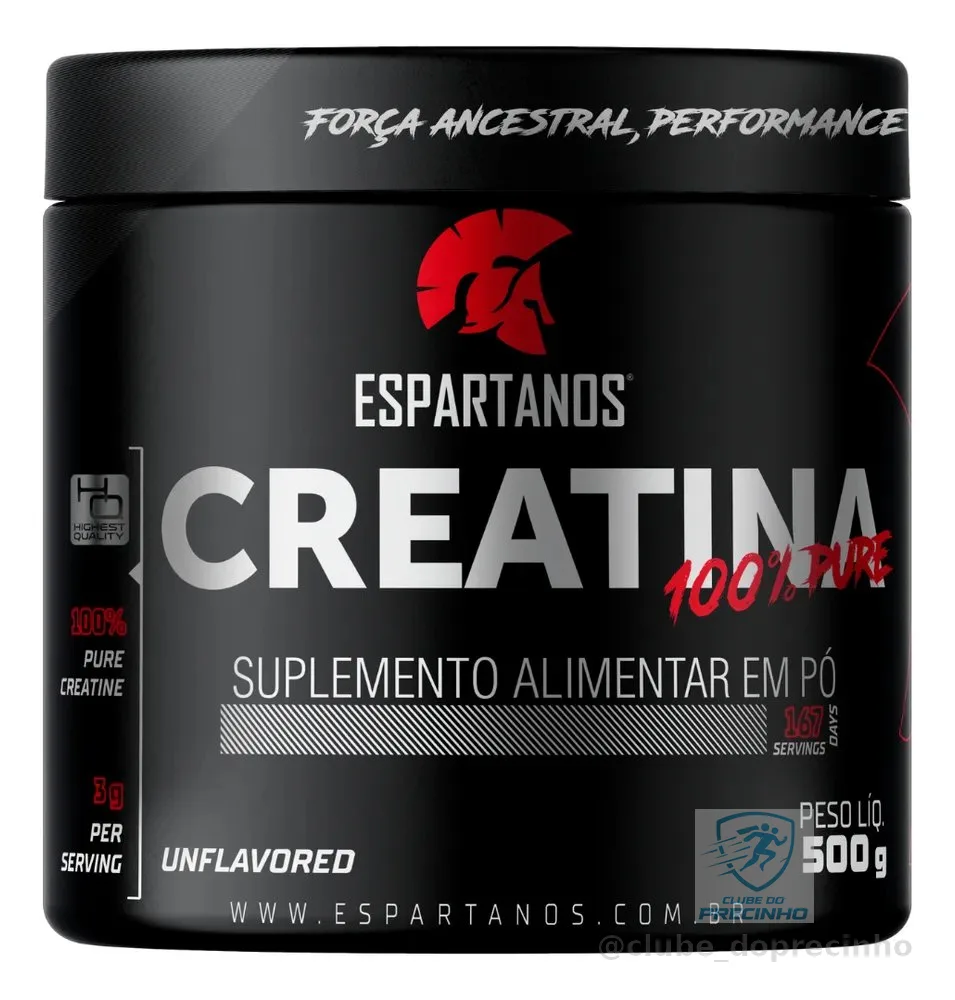 Creatina Monohidratada 500g Suplemento em pó 100% Pura Espartanos Sem sabor