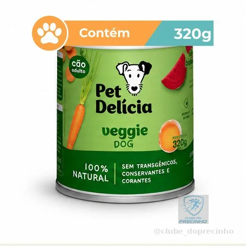 Ração Úmida Pet Delícia Veggie Dog Cães 320g Natural