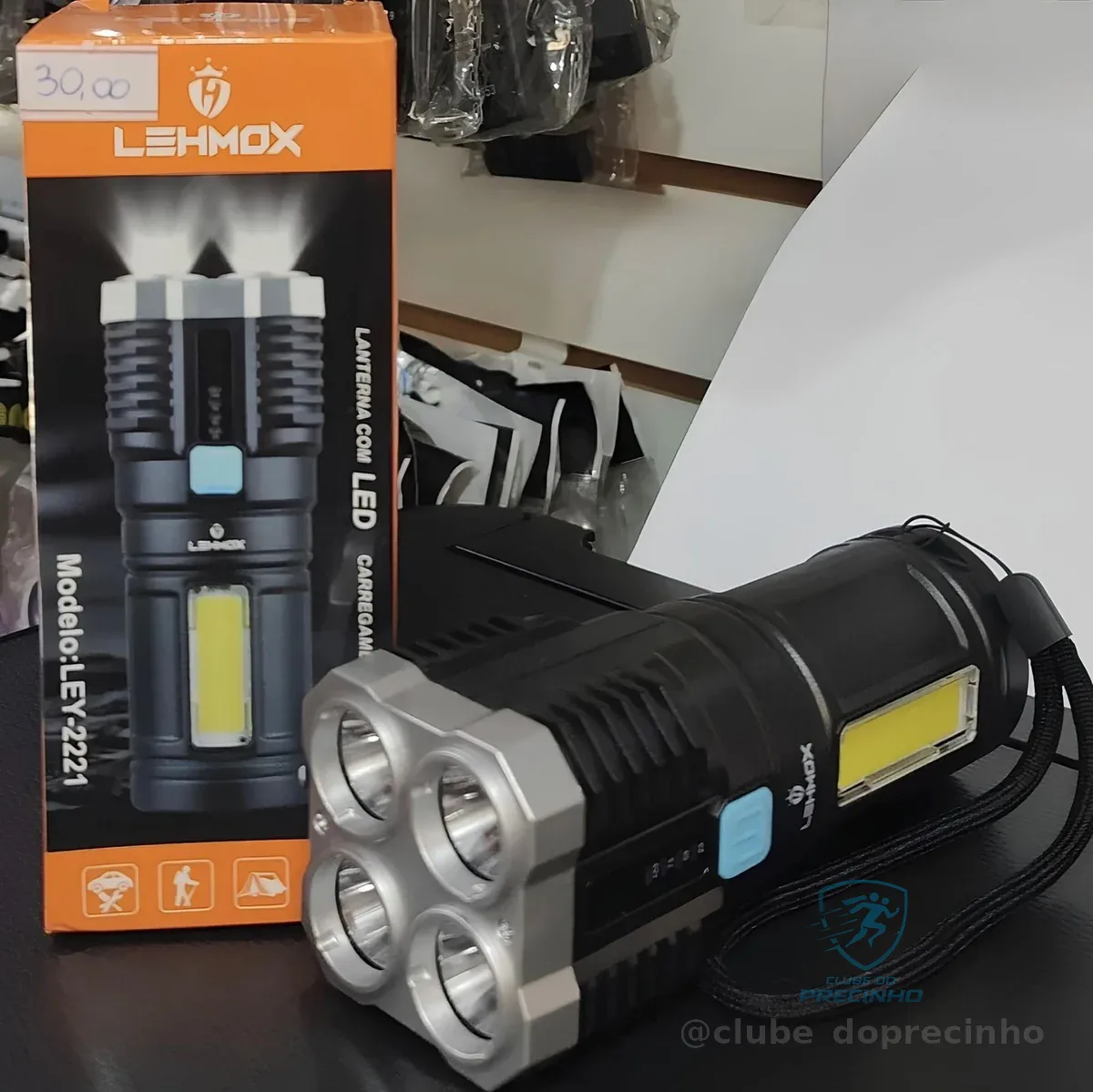 Lanterna 4 Leds Potente USB Recarregável