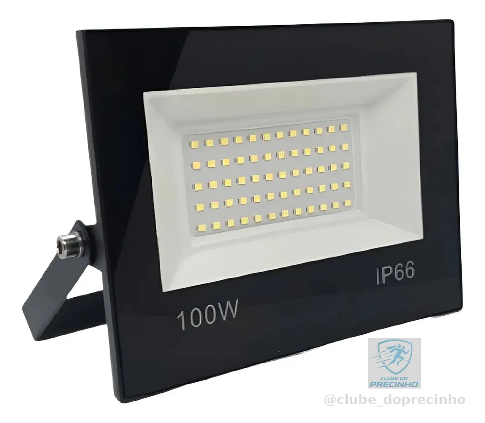 Refletor Led 100w Smd Prova D´água Ip66 Holofote 6500k  110v/220v (bivolt) Preto 6500k