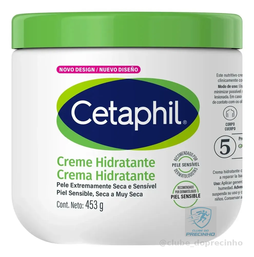 Creme Hidratante Cetaphil para Piel Seca a Muy Seca Sensível 453g Hidrata por até 48 h desde a primeira aplicação, restaura a barreira em 1 semana e acalma com glicerina, pantenol e vitamina E