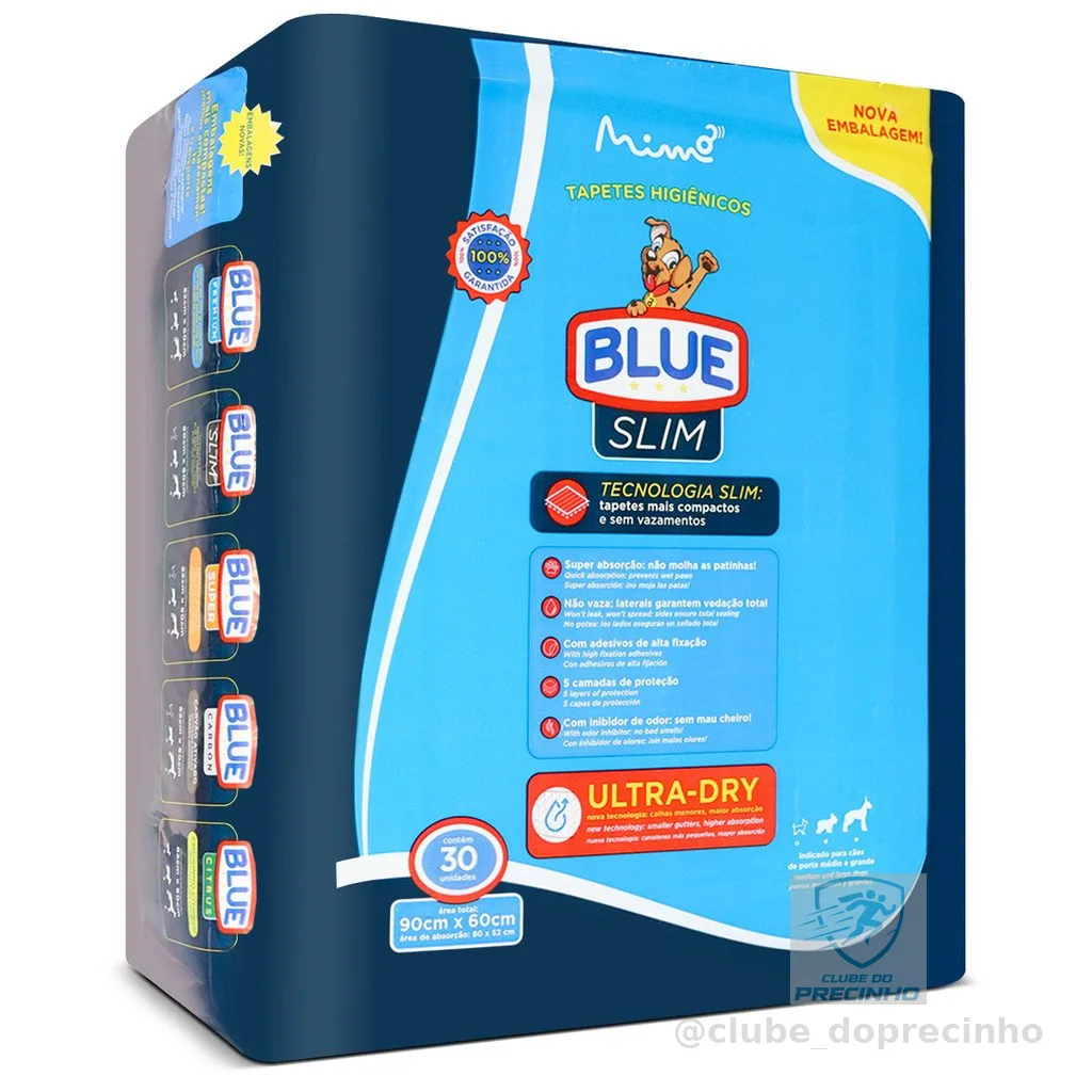 Tapete Higiênico Blue Slim Premium 90x60 cm 30 Unidades