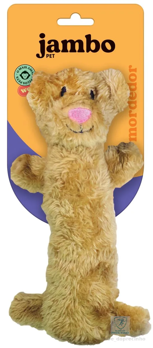 Jambo Pet, Brinquedo Mordedor, Pelúcia Barriguinha, Com Efeito Sonoro, Plush, Tigre, Resistente e Macio, Ideal Para Cães, Bege