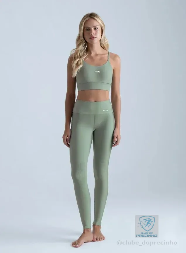 Conjunto Feminino Fitness Zero Transparência Top E Legging Matcha Liso M