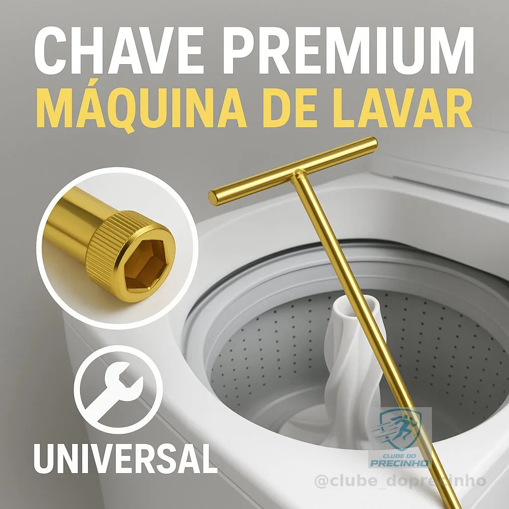 Chave T Longa 10mm + Pastilha para Abrir Agitador de Máquina de Lavar – Uso Universal