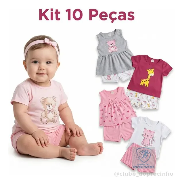 Kit 10 Peças Roupa Menina Bebê Conjunto Estampas Divertidas