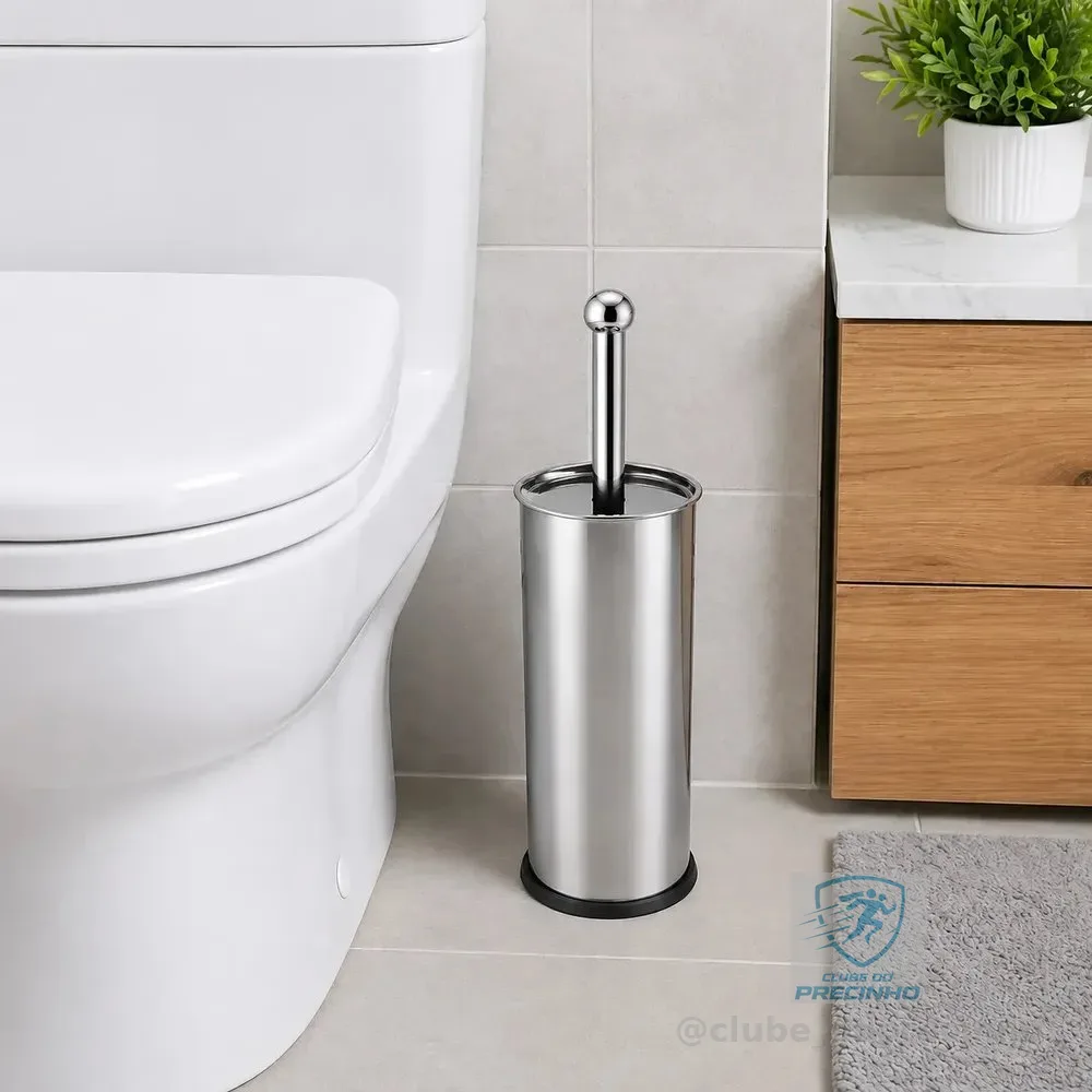 Escova Sanitária Inox Com Suporte Limpeza Banheiro Antiodor Inox