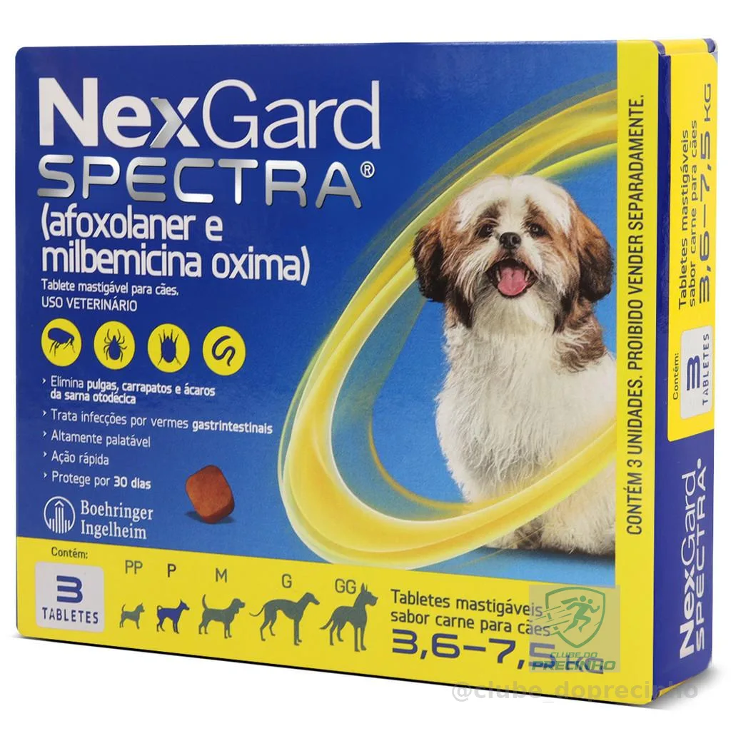 Nexgard Spectra Para Caes De 3,6 A 7,5kg 3 comprimidos