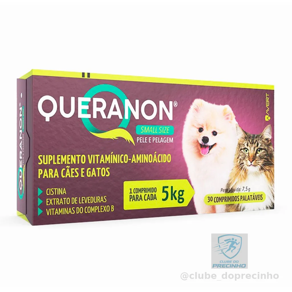 Queranon Small Size Avert 30 Comprimidos Cães Gatos Até 5kg