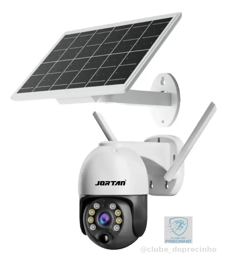 Câmera De Segurança Vigilância Prova D'água Solar Wifi Ip Cor Branco