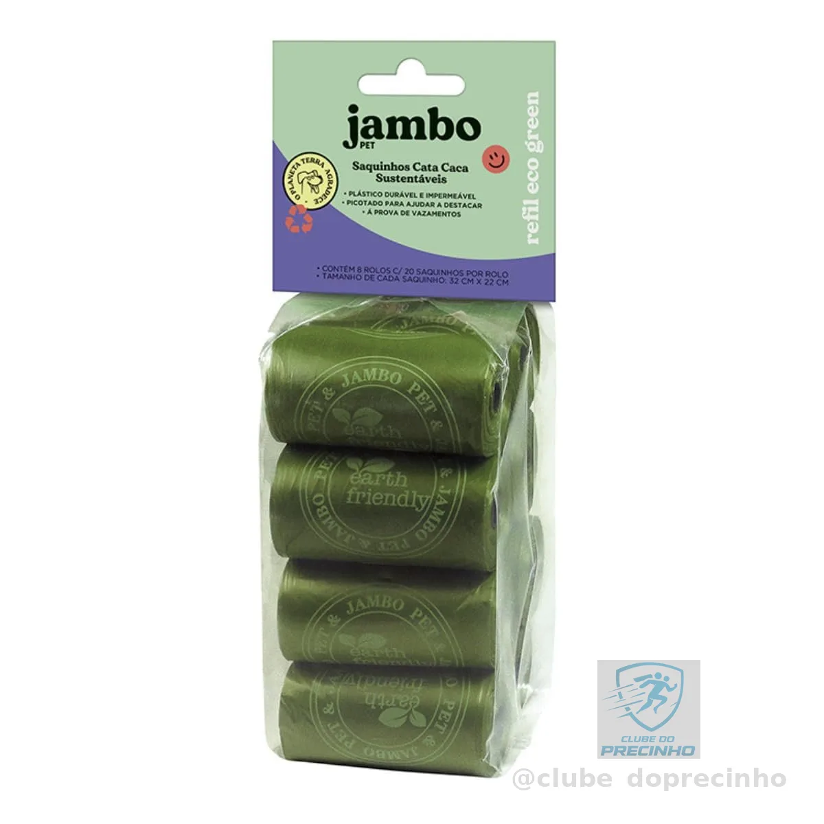 JAMBO PET, Kit Cata Caca Refil Saquinhos Higiênicos para Cães, Destaca Fácil, 8 Rolos, Plástico Durável e Impermeável, À Prova de Vazamentos, Diversas Cores