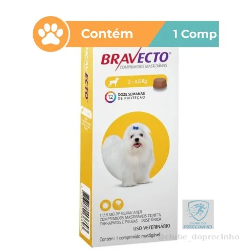 Antipulgas e Carrapatos Para Cães Bravecto 2kg a 4,5kg 112,5mg MSD