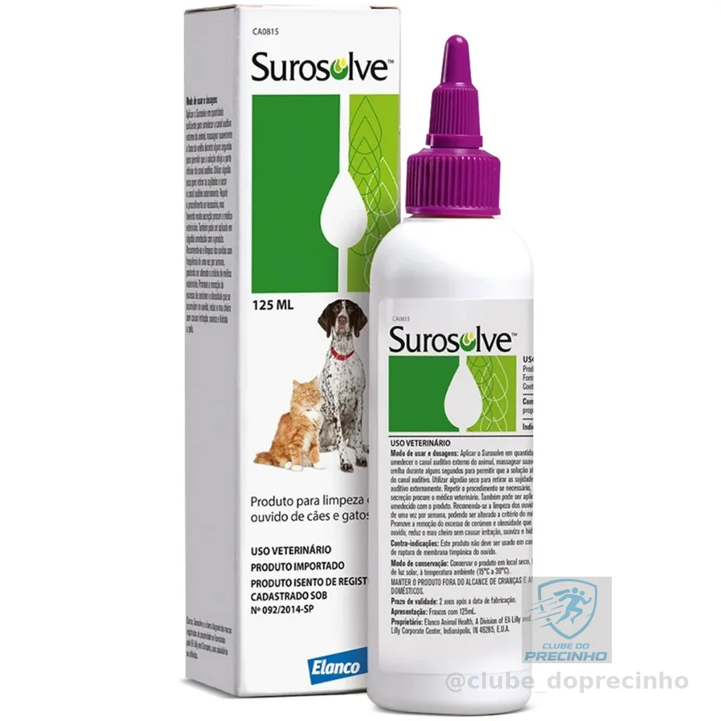 Solução Para Higiene de Ouvido de Cães Gatos Surosolve 125ml