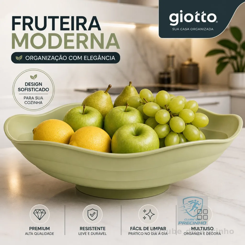 Fruteira de Mesa Pistache Organizador Frutas Organização Cozinha Armazenamento Moderno Casa Multiuso