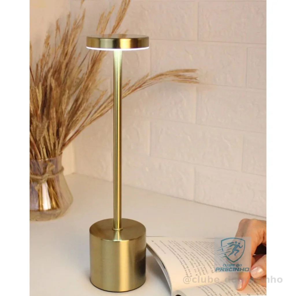 Luminária de Mesa c/ Toque Recarregável LED Touch Lâmpada Portátil S/ Fio Abajur Sala Quarto Leitura