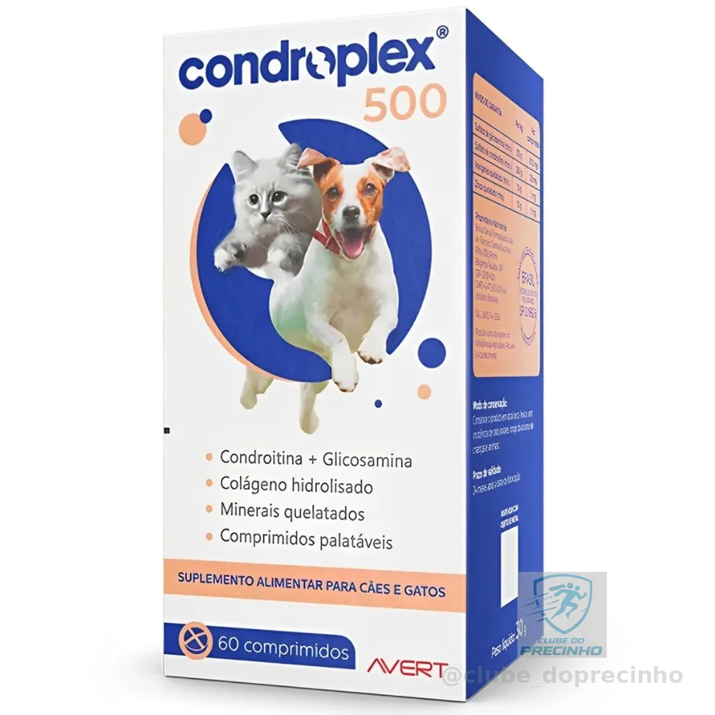 Condroplex 500 para Cães 60 Cápsulas Suplemento Articular