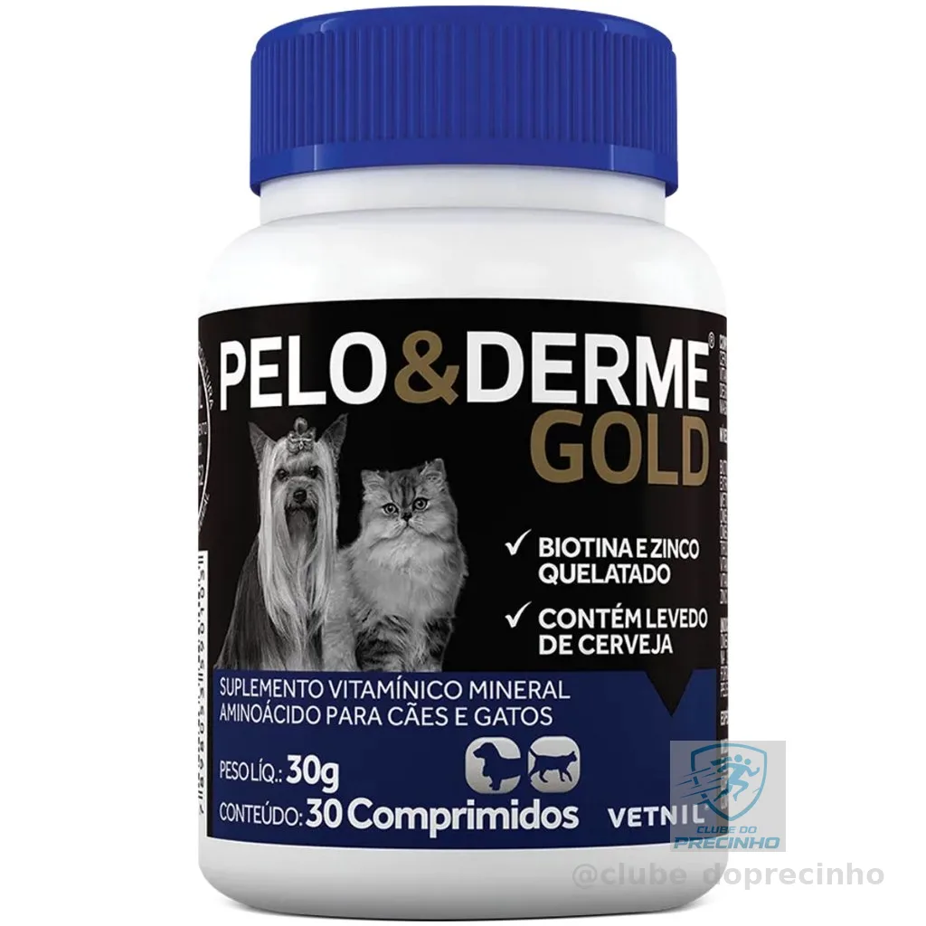 Pelo & Derme Gold Suplemento Para Cães e Gatos Vetnil 30Comp