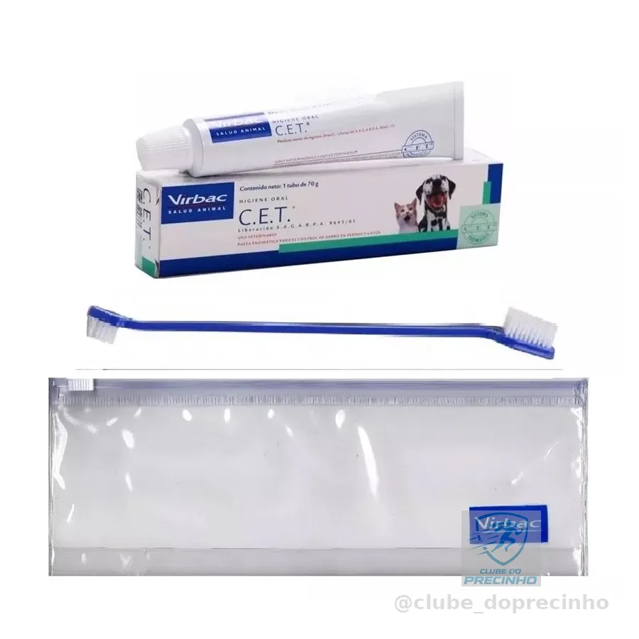 Kit Saúde Oral Virbac CET Pasta + Necessaire + Escova