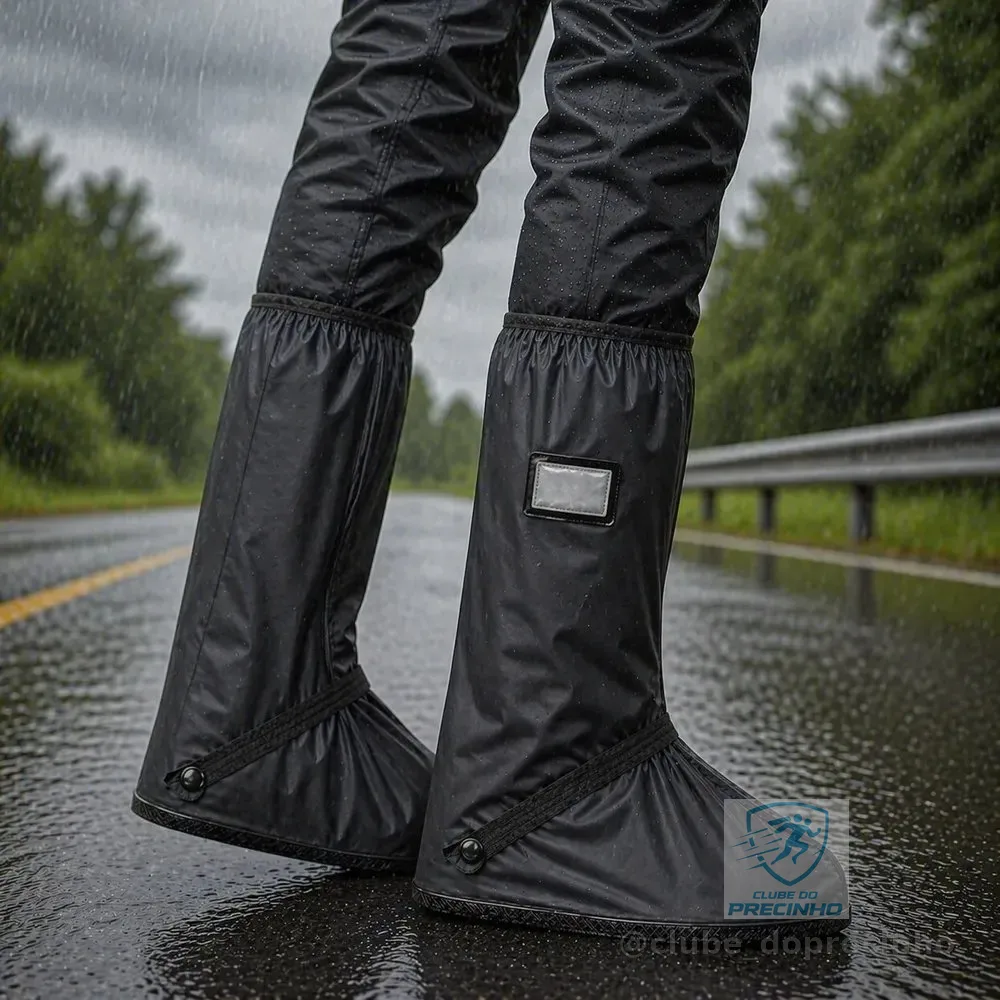 Capa Chuva Sapato Tênis Impermeável Moto Bota Antiderrapante Preto Xxl
