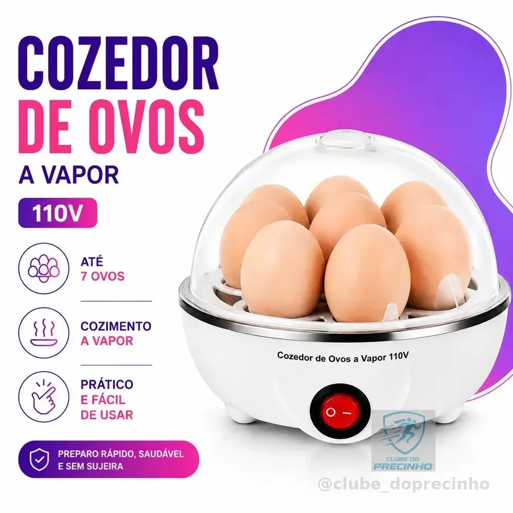 Cozedor De Ovos Elétrico Portatil Branco 110v Cozinhar A Vapor Legumes 7 Ovos com Desligamento Automático
