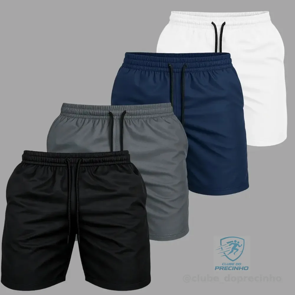 Kit 4 Short Praia Masculino Bermuda Tactel Verão Academia 1 De Cada Cor