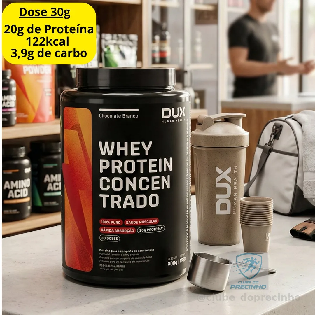 Whey Protein Concentrado 900g Chocolate Branco Dux Nutrition