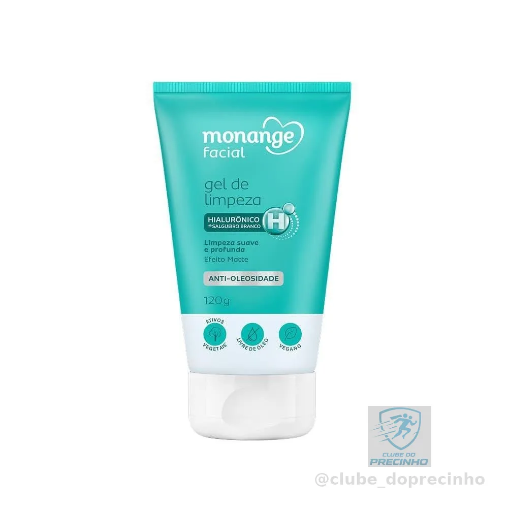 Monange Gel de Limpeza Facial Anti-oleosidade com Ácido Hialurônico e Salgueiro Branco 120g