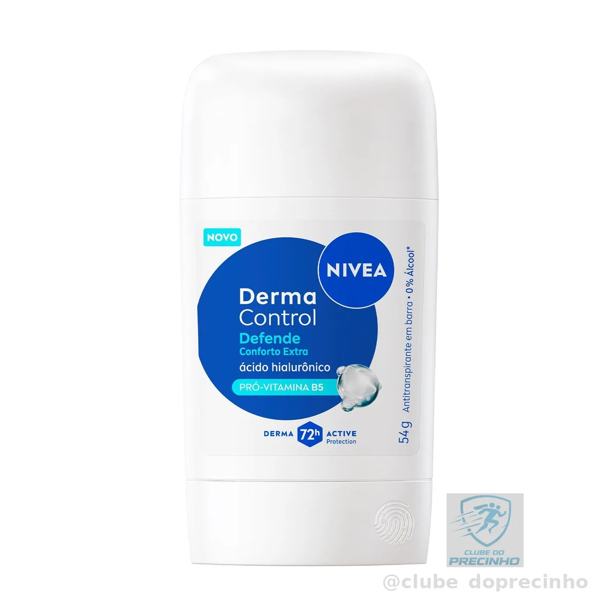 NIVEA Desodorante Antitranspirante Stick Derma Control Defende 54g, Proteção 72h, Previne Irritações, Ácido Hialurônico, Conforto Extra