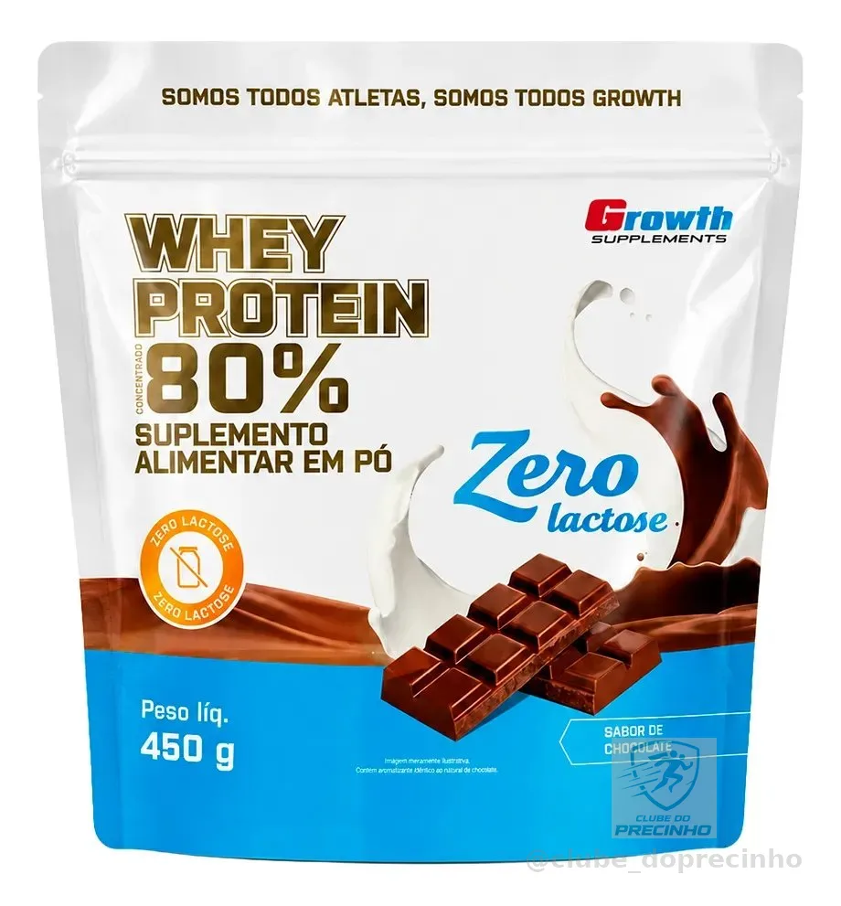 Whey Protein Concentrado Zero Lactose 450gr - Growth Chocolate