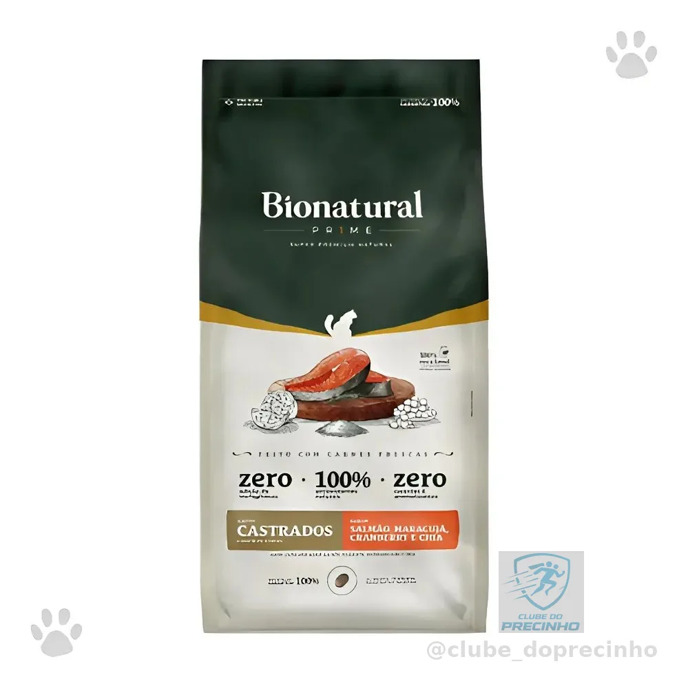 Alimento Ração Prime Bionatural Gato Castrado Salmão 7,5kg