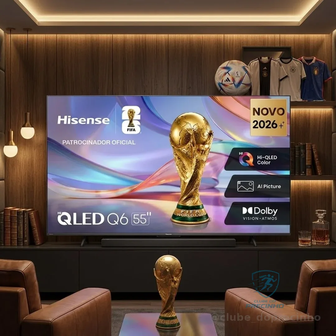 Hisense Smart TV UHD 4K QLED 55" Polegadas 55Q6QV com HDR10+, Dolby Atmos, Sports Mode, Game Mode Plus e Compatível com Alexa