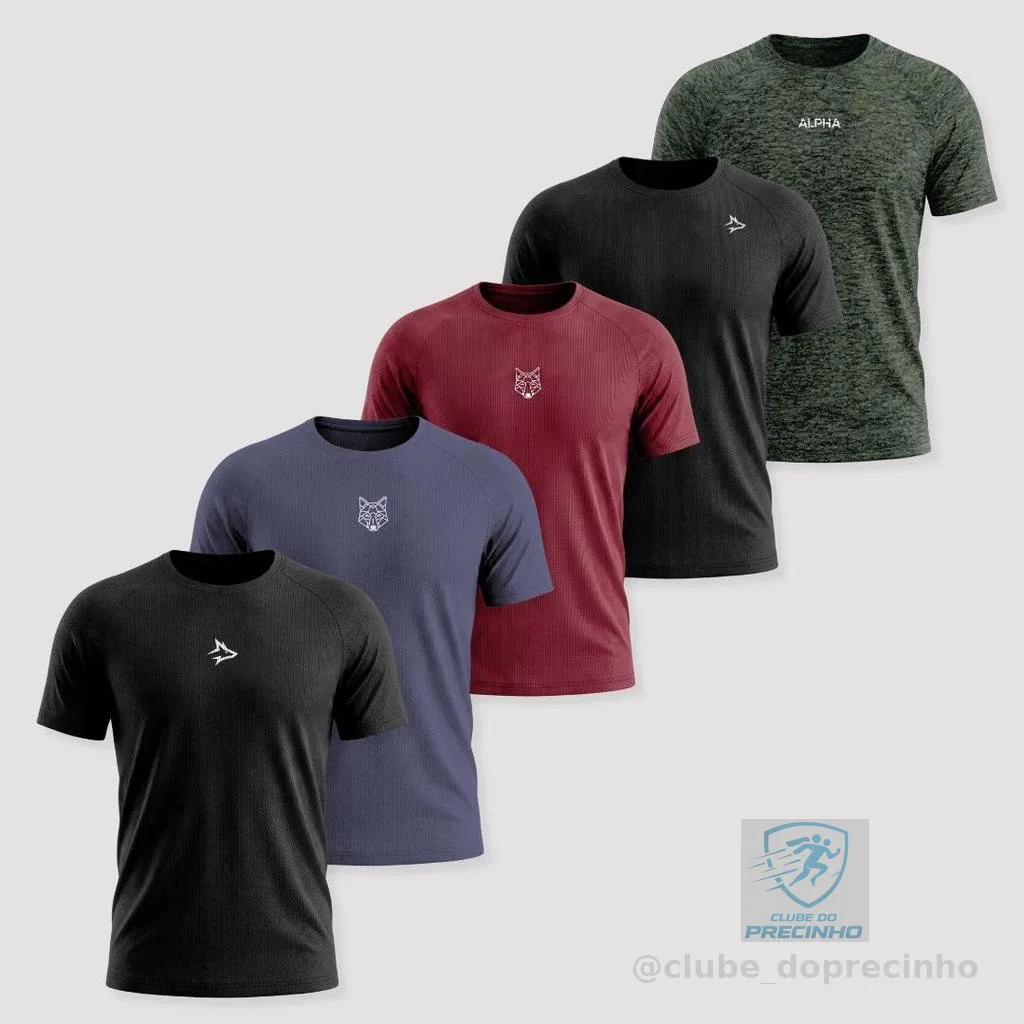 Kit 5 Camisetas Dry Masculina Esporte Treino Alpha