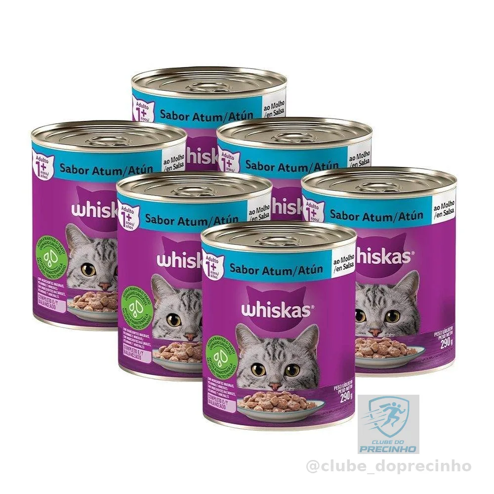 Kit 6 Latas de Ração para Gato Whiskas Premium - Patê de Atum 290g
