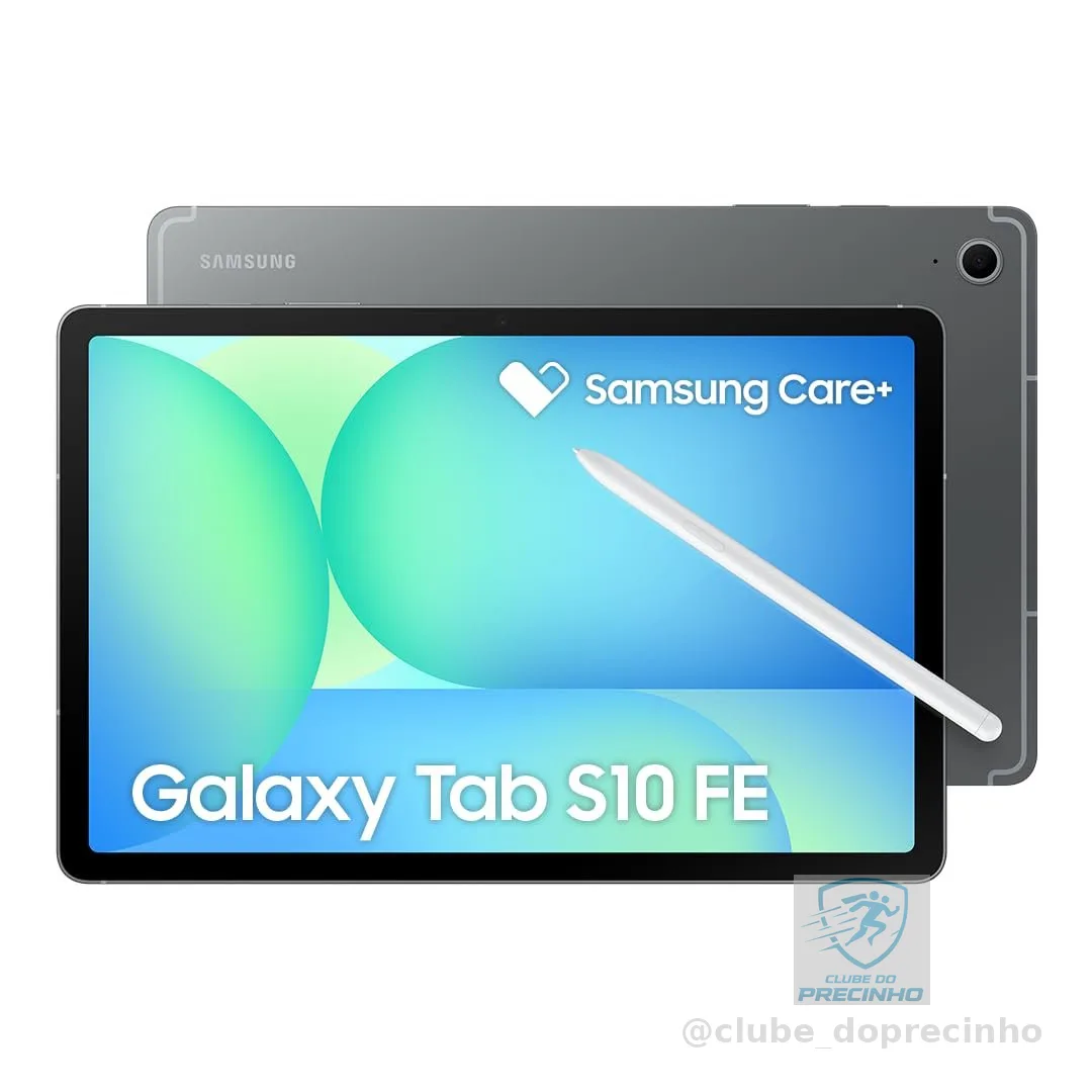 Tablet Samsung Galaxy Tab S10 FE, Cinza, 128GB, 8GB RAM, Tela Imersiva de 10.9" 90Hz, Camera Traseira de 13MP, Câmera Frontal de 12MP Ultra Wide, Wifi 6, IP68, Android 15