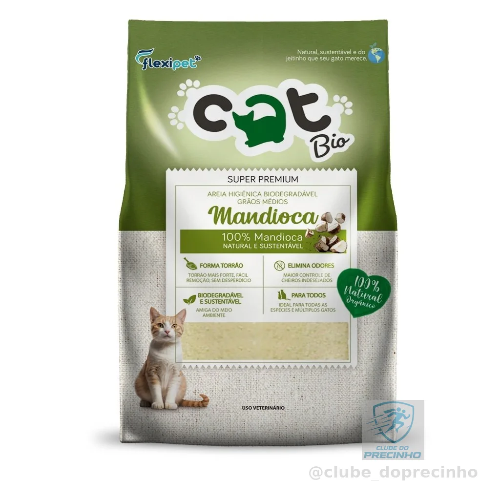 Kits Areia Higiênica Biodegradável para Gatos - Catbio Mandioca - Forma Torrão, Sem Odor, Super Premium