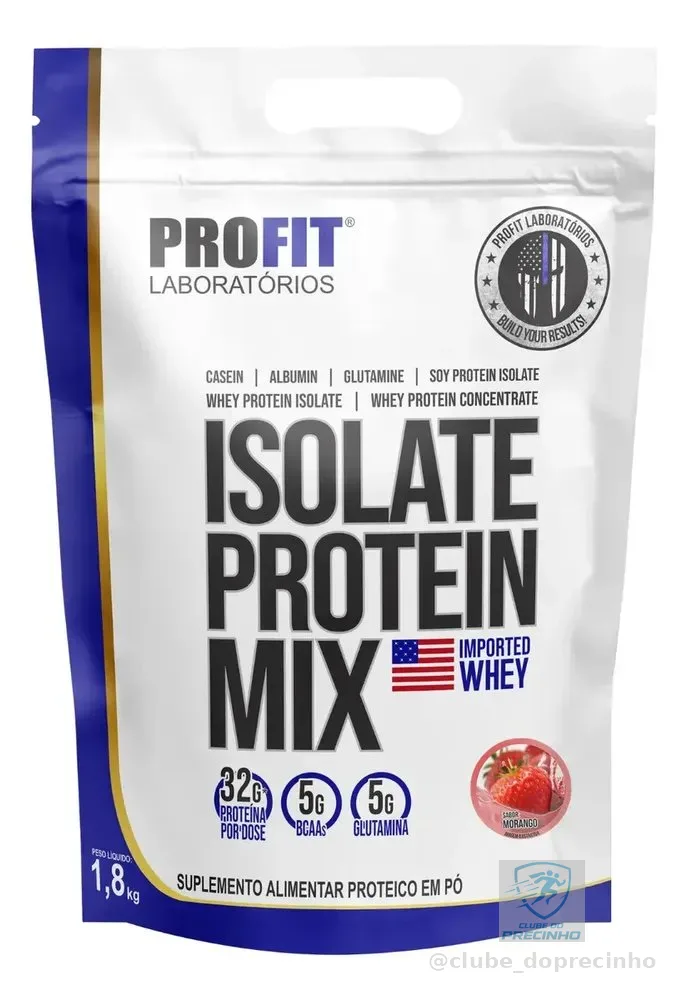 Whey Isolate Protein Mix Refil 1,8kg - Profit Labs Sabor Morango
