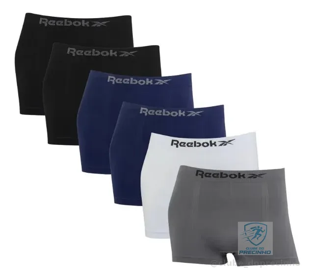 Kit 6 Cuecas Boxer Reebok Classic Microfibra Sem Costura