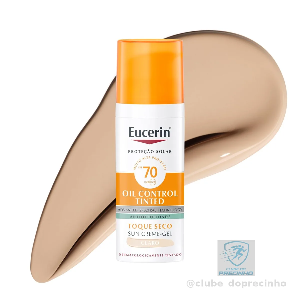 EUCERIN Protetor Solar Facial Oil Control Cor Clara FPS 70 50ml, Antioleosidade, Proteção UVA, UVB e Luz Visível, Pele Oleosa